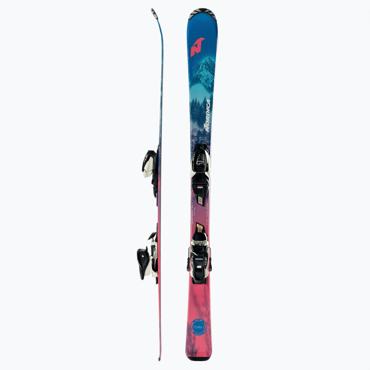 Nordica Team J FDT Blue/White med Marker 4.5 – sida och ovansida, representativ modellbild